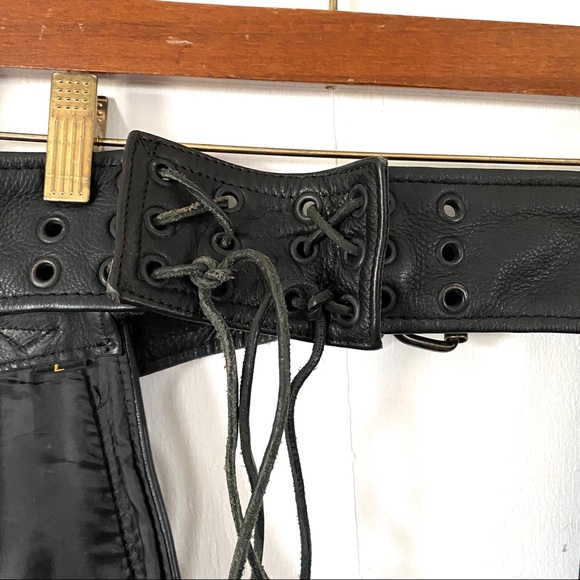 Motorcycle Jacket Chaps Black Leather Flame Snake - Picture 15 of 16